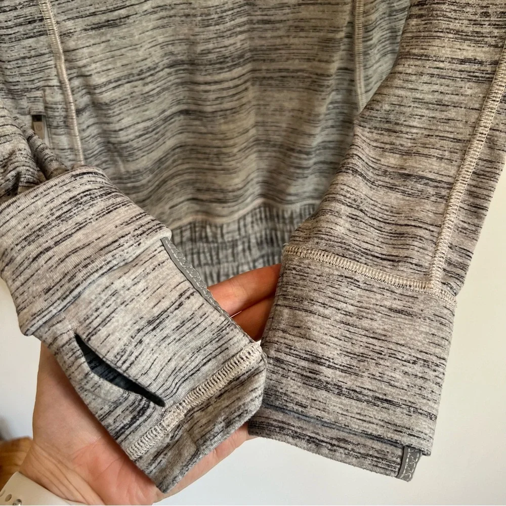 Lululemon Think Fast Hoodie Space Dye Camo White Gray Multi / Silver Spoon | 4